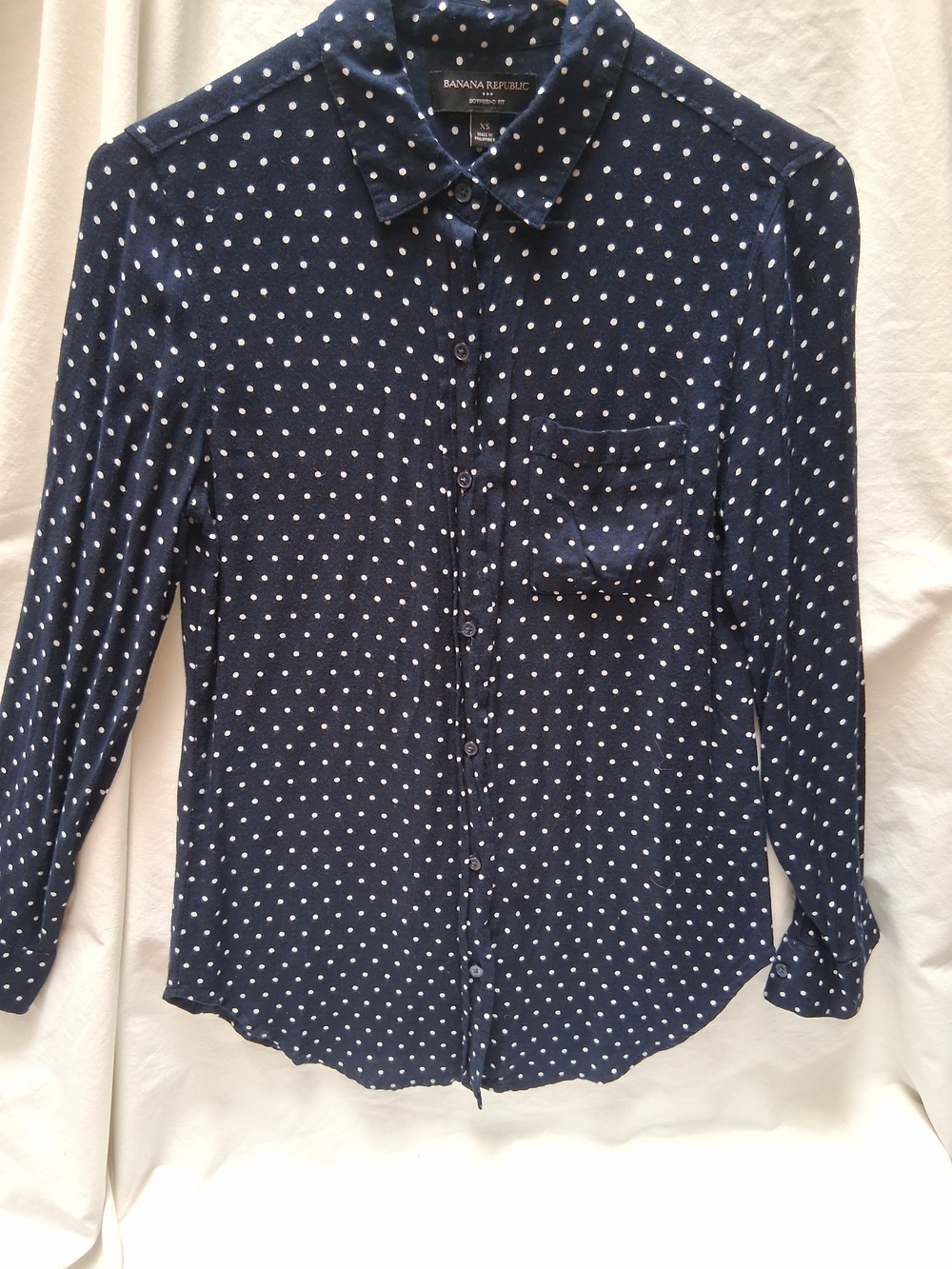 Banana Republic Navy Blue Polka Dot Button-Down Shirt